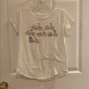 LOFT Vintage Soft White Tee with Bicycle Print
